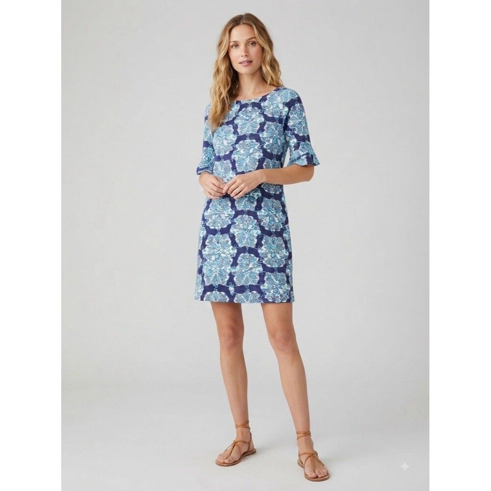 Lilly Pulitzer Dress Size Small Womens Navy Aqua Hey Sailor Print Somerset Mini